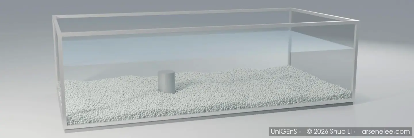 Simulation: scour around a pile foundation, DEM grains under a free-surface flow