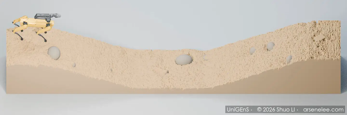 Simulation: model-based locomotion control of a quadruped robot crossing a deformable DEM sand valley
